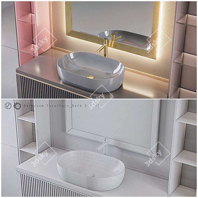 Modern Bathroom Furniture Set 3D model image 3