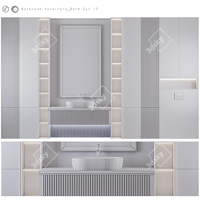 Modern Bathroom Furniture Set 3D model image 4