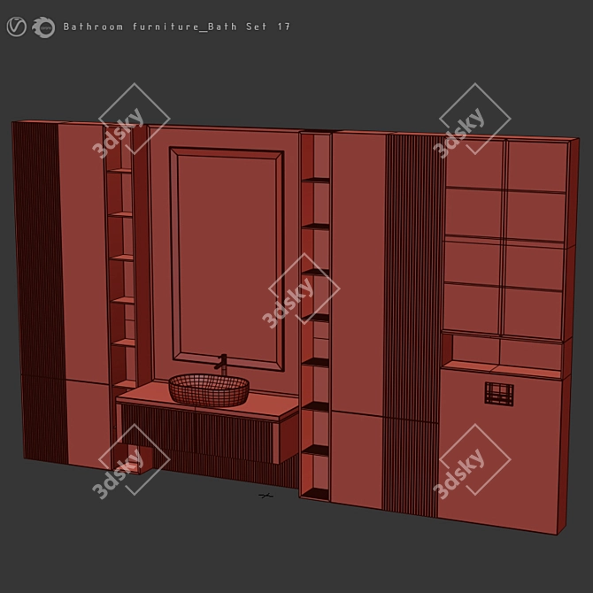 Modern Bathroom Furniture Set 3D model image 6