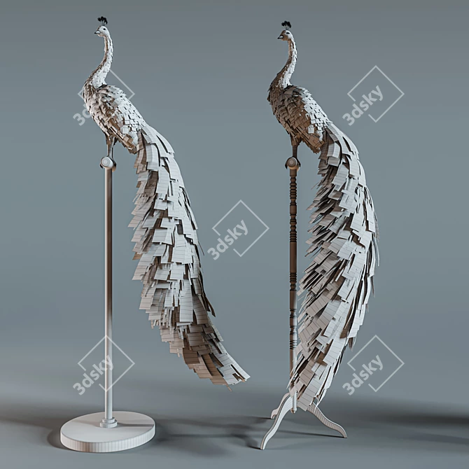 Elegant White Peacock Decoration 3D model image 10