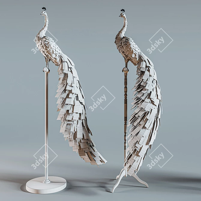 Elegant White Peacock Decoration 3D model image 16