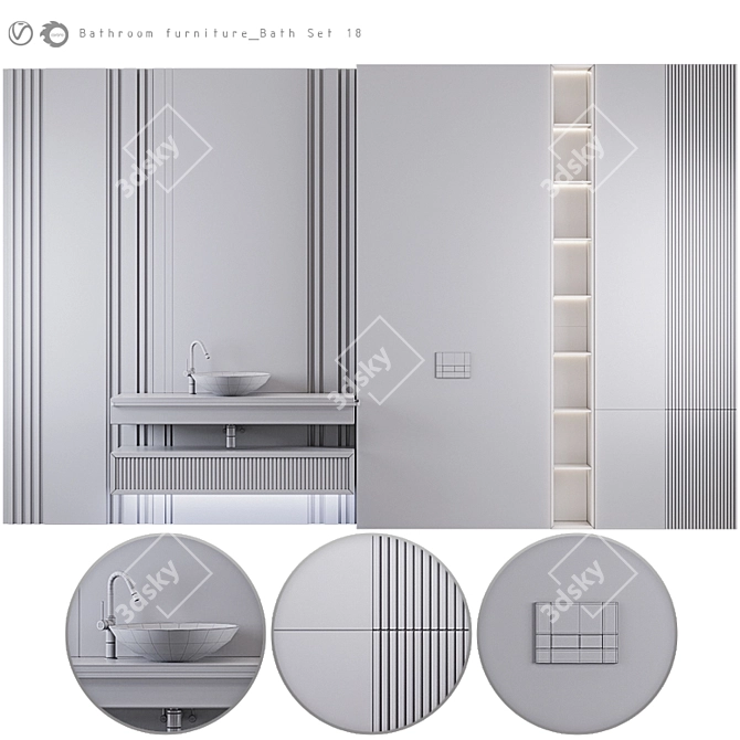Modern Bathroom Furniture Set 3D model image 5