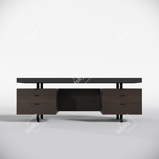 Bourgeois Executive Walnut Desk 3D model image 1