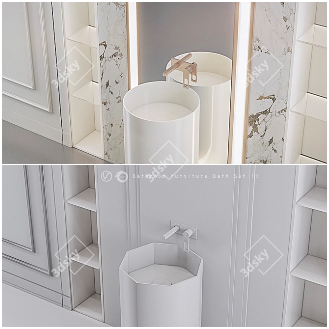 Modern Bathroom Set 3D model image 3