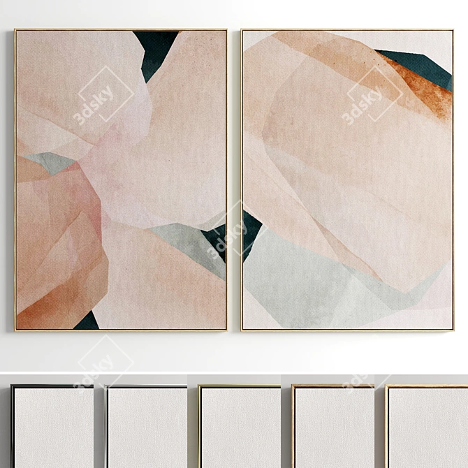 Elegant Frames Collection: Set of 2 Paintings | 5 Materials | 100x70cm 3D model image 1