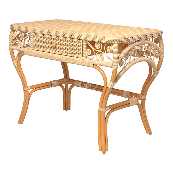 Elegant Rattan Console Table 3D model image 1