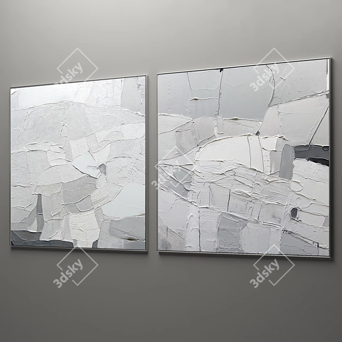 Abstract Plaster Square Photo Frames - Set of 2 3D model image 4