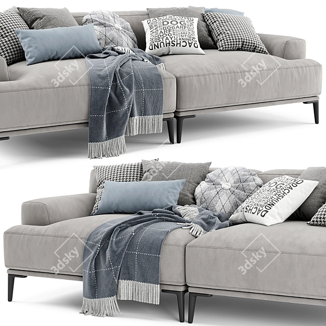Abisko 2-Seater Sofa: Modern Design, Comfortable Seating 3D model image 2