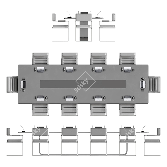 Sleek Modern Conference Table 3D model image 3