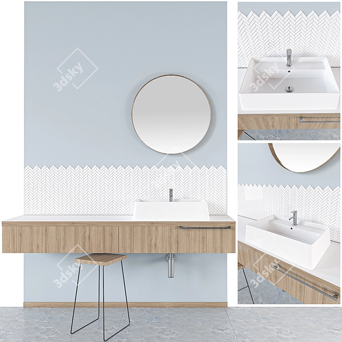 Modern Bathroom Furniture Set: Vray, Corona, 63000 Polys 3D model image 1