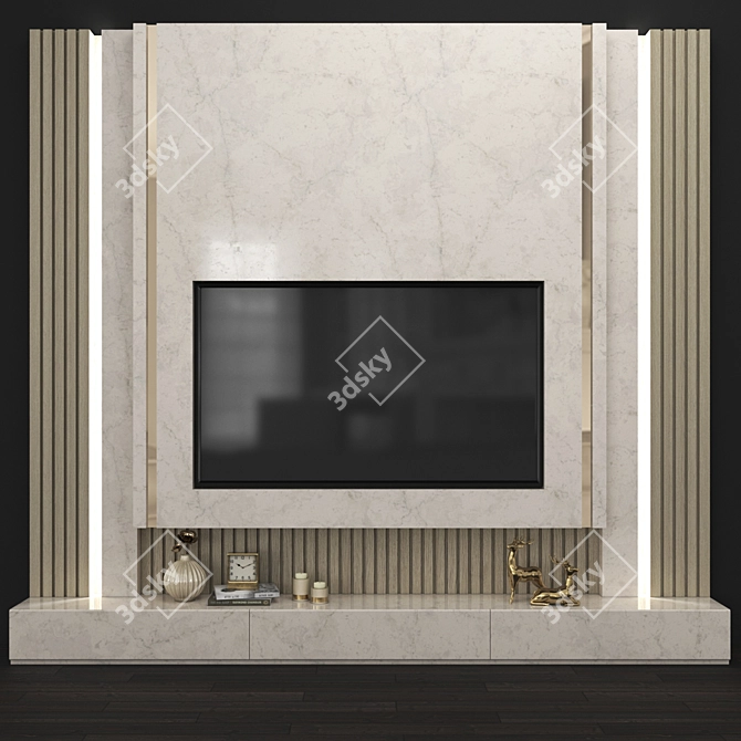 Title: Mod TV Wall Set 109 3D model image 1