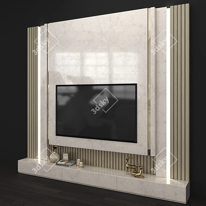 Title: Mod TV Wall Set 109 3D model image 2
