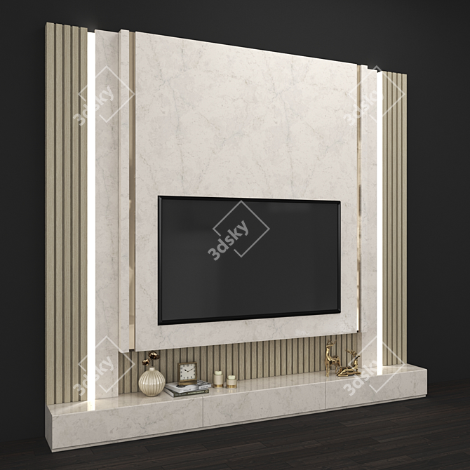 Title: Mod TV Wall Set 109 3D model image 3