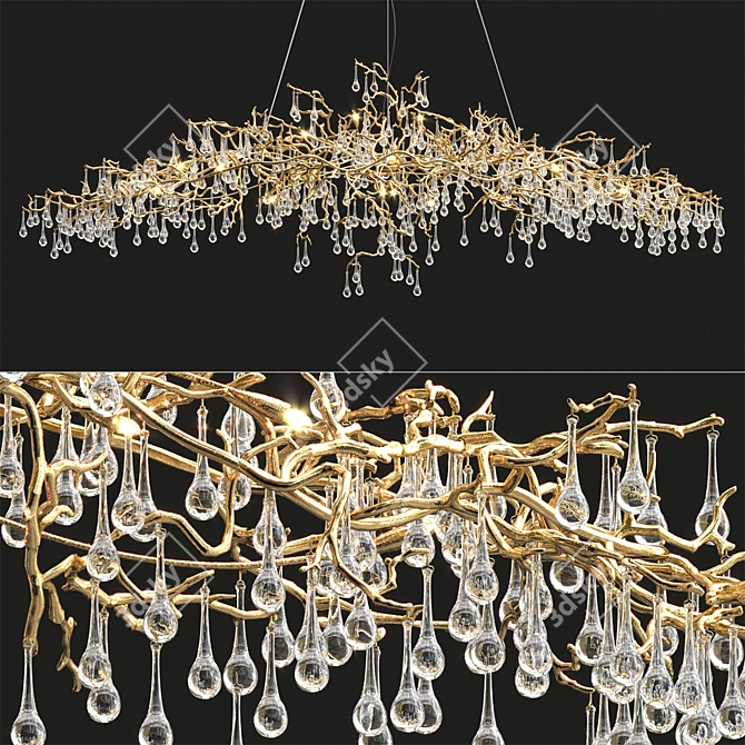 Elegant Bronze Bijout Chandelier 3D model image 2