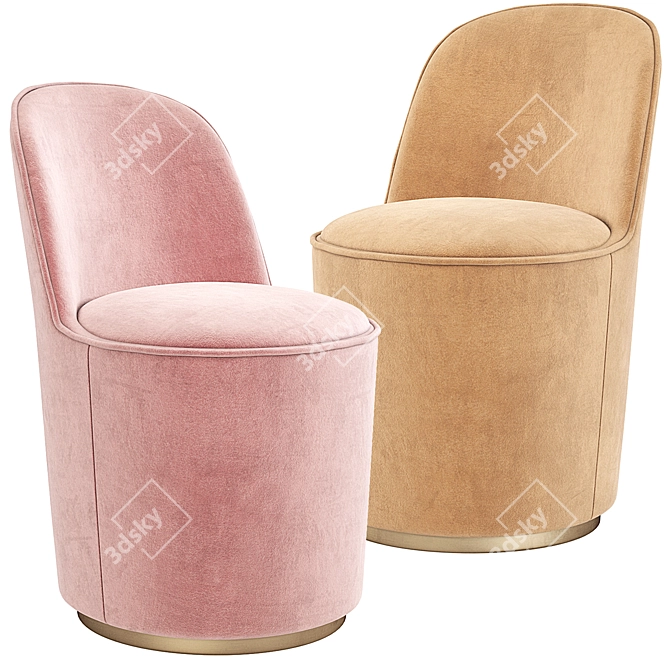 Gubi Tail Velvet Dining Chair 3D model image 2