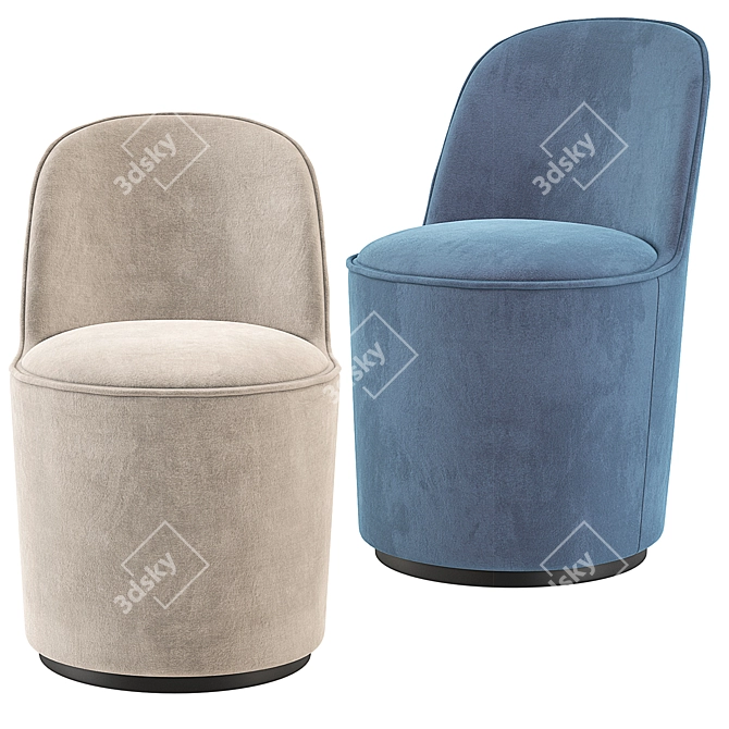 Gubi Tail Velvet Dining Chair 3D model image 3