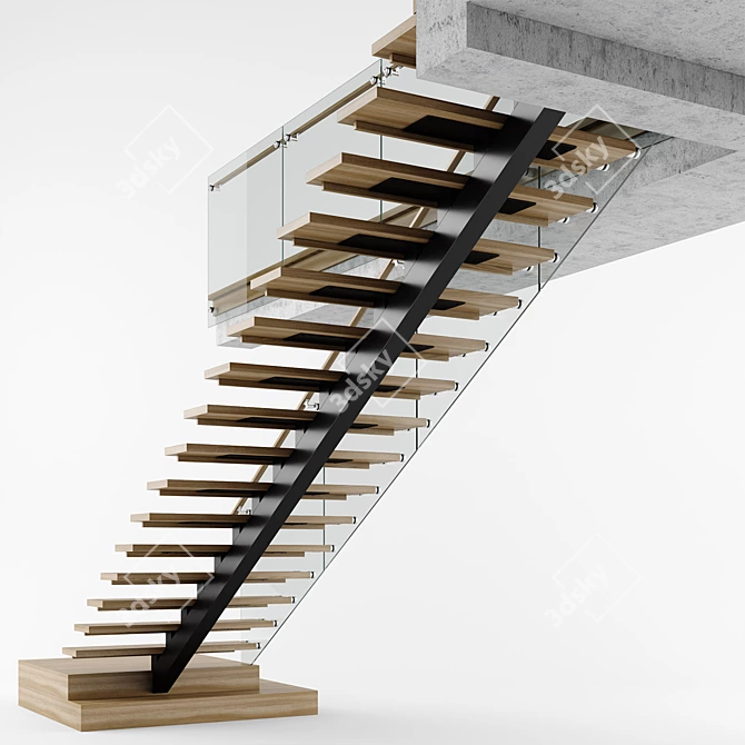 Sleek Modern Staircase Design 3D model image 3