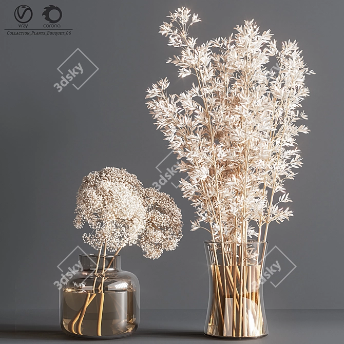 Elegant Greenery Bouquet 3D model image 2