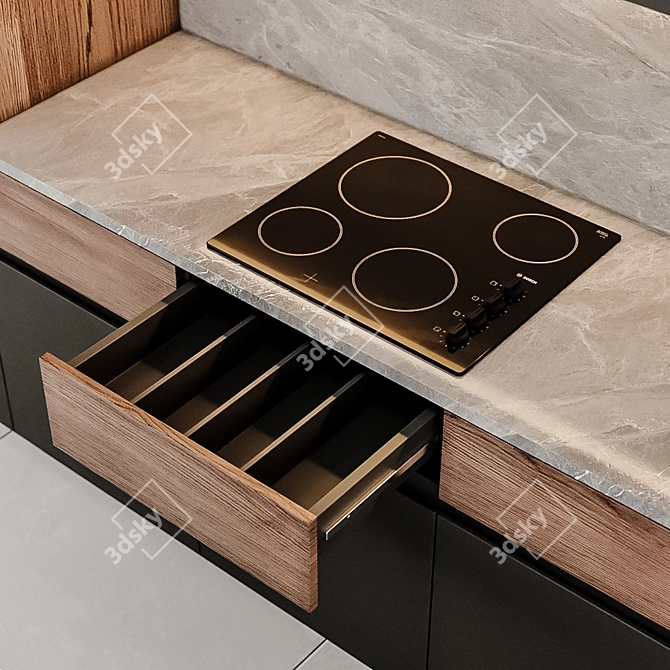 Modern55: Customizable Kitchen Design 3D model image 3