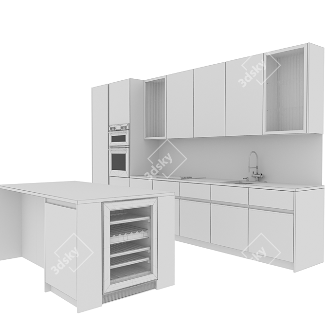 Modern55: Customizable Kitchen Design 3D model image 6