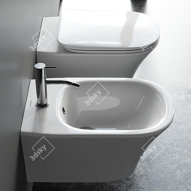 Cabo Wall-Hung WC & Bidet Set 3D model image 2