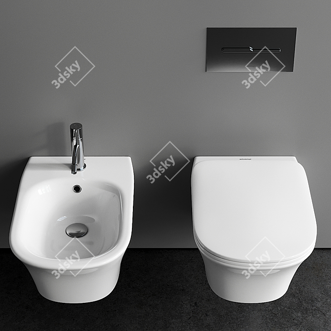 Cabo Wall-Hung WC & Bidet Set 3D model image 4