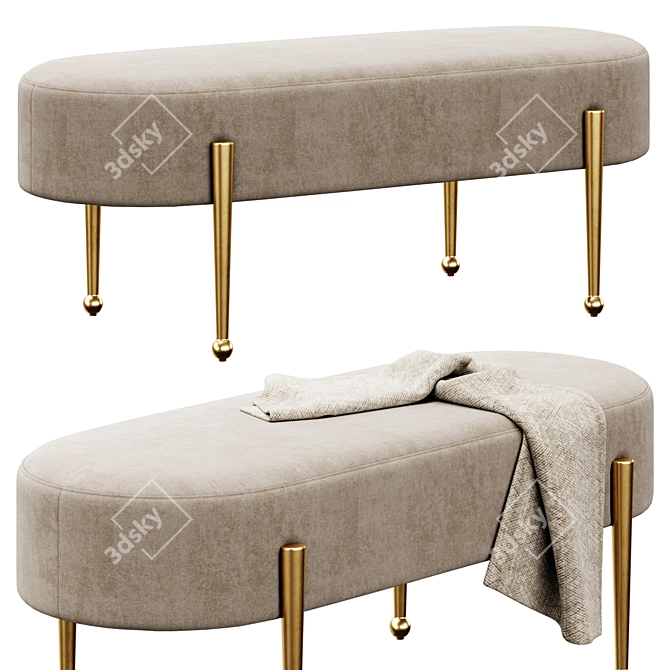 Glamourous Velvet Bench: Gia by Meridian 3D model image 3