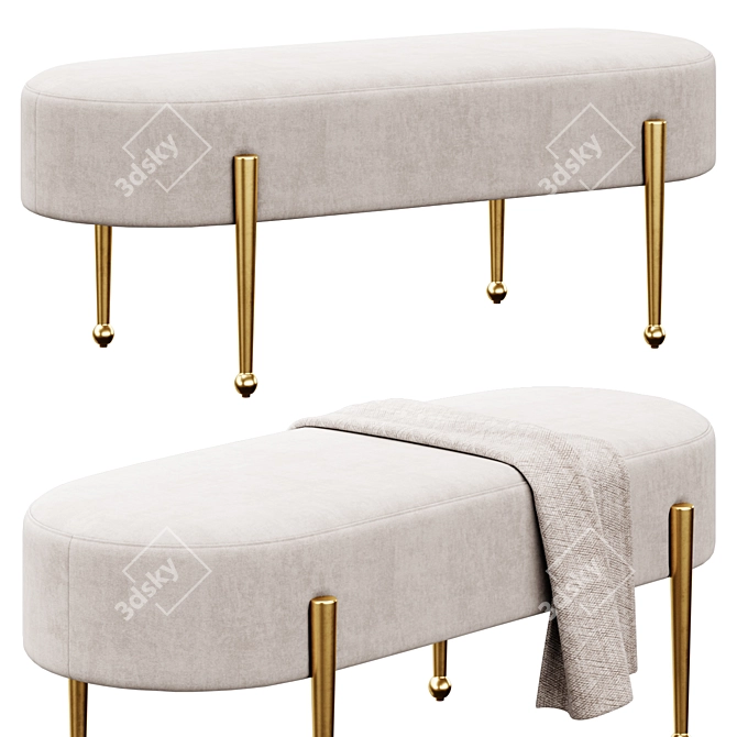 Glamourous Velvet Bench: Gia by Meridian 3D model image 4