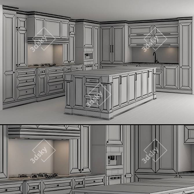 Stylish Kitchen NeoClassic Set 3D model image 5