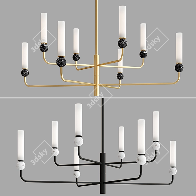 Elegant Black Steel and Glass Pendant 3D model image 2