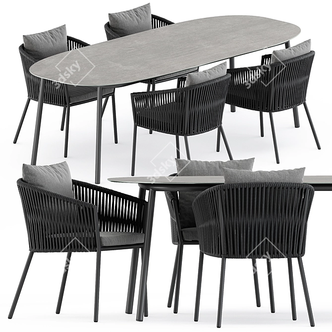 Elegant Porto Dining Chair & Tosca Table Set 3D model image 1