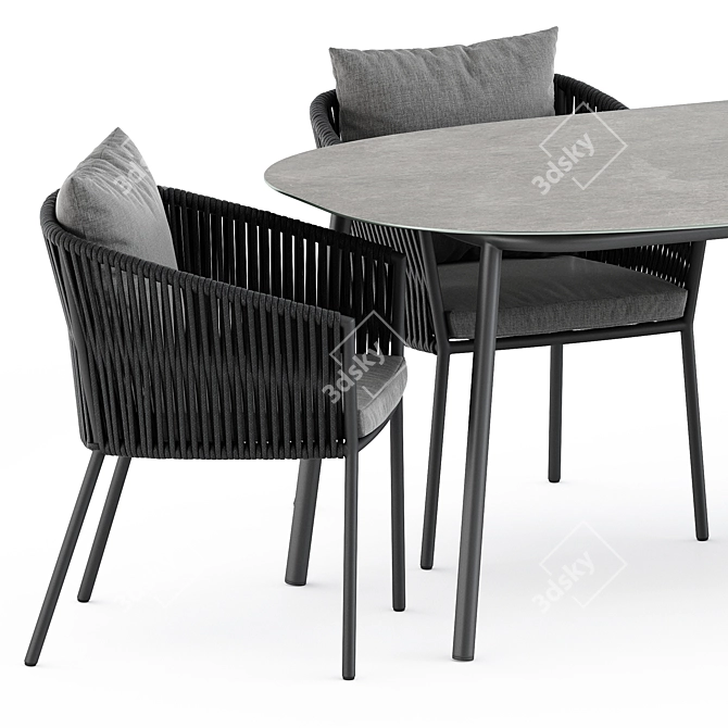 Elegant Porto Dining Chair & Tosca Table Set 3D model image 2