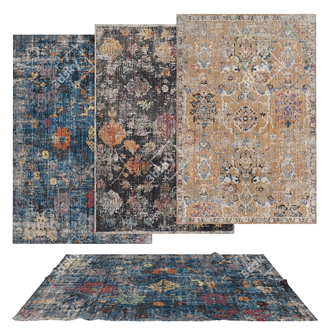 Versatile Set of 6 Rugs 3D model image 1