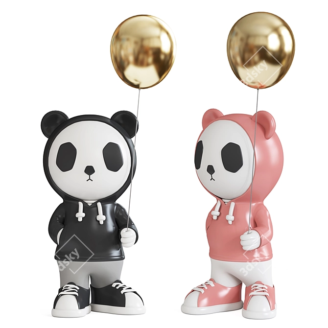 Panda Harmony Sculpture 3D model image 1