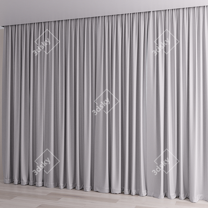 Modern Drapery Set with Sheer Curtains 3D model image 4