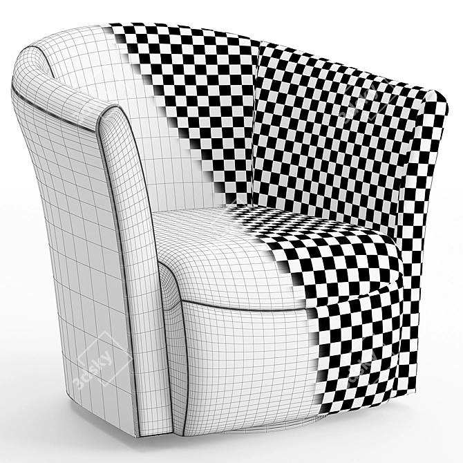 Swivel Red & Blue Accent Chair 3D model image 5