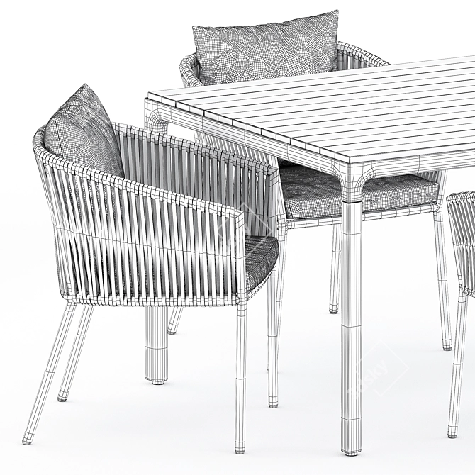 Stylish Porto Dining Chair & Illum Table Set 3D model image 5