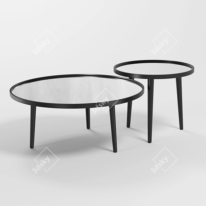 Elegant Mirror Coffee Table Set 3D model image 1