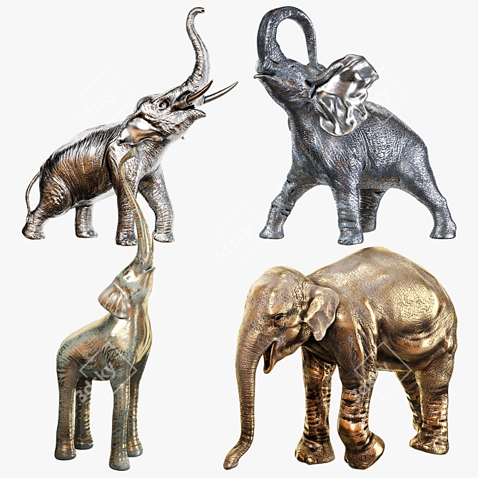 Elephant Sculptures: Exquisite, Detailed, and Lifelike 3D model image 1