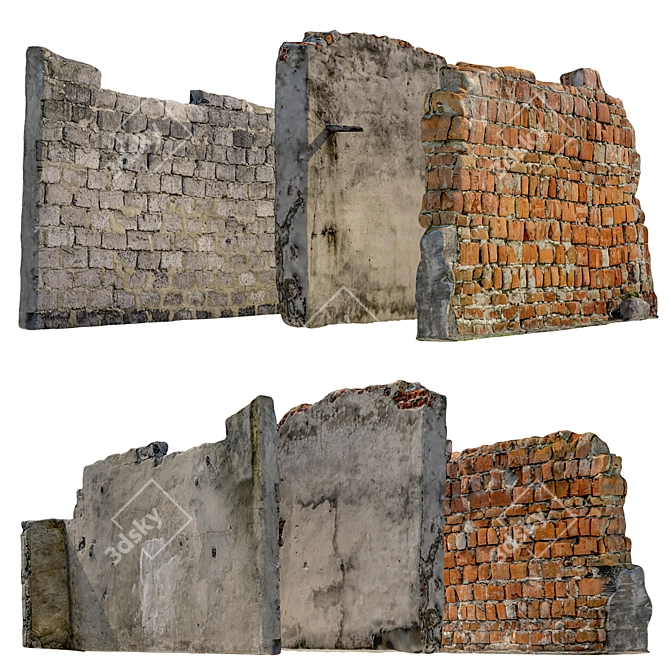 Title: Aged Walls for Atmospheric Scenes 3D model image 2