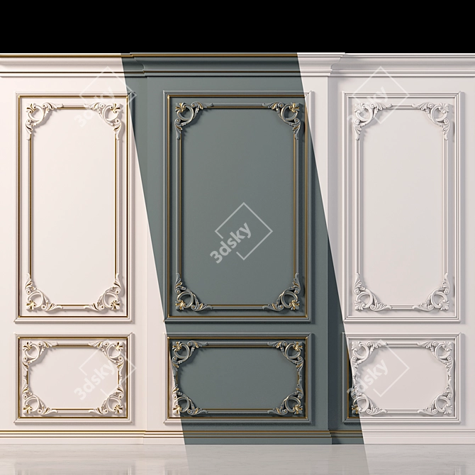 Elegant Wall Molding 3D Design 3D model image 1