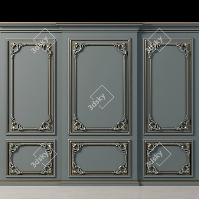 Elegant Wall Molding 3D Design 3D model image 2