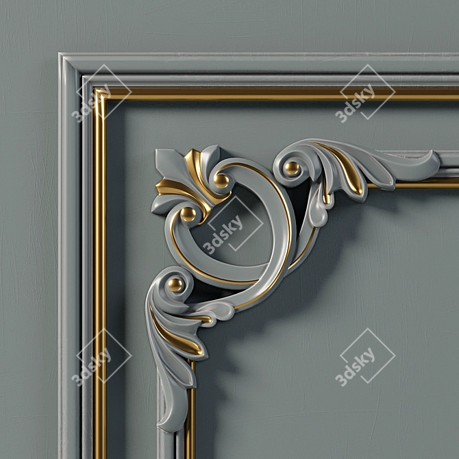 Elegant Wall Molding 3D Design 3D model image 5