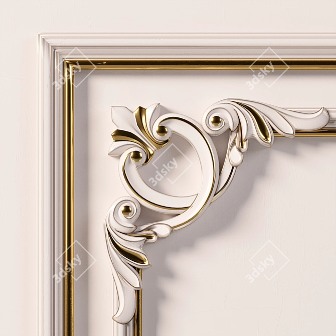 Elegant Wall Molding 3D Design 3D model image 6