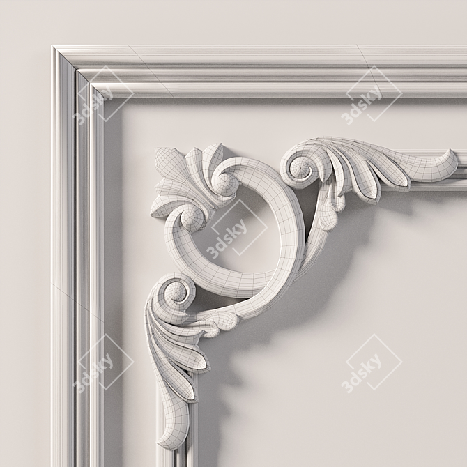 Elegant Wall Molding 3D Design 3D model image 7