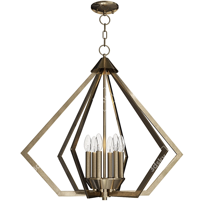 Prism Antique Brass Chandelier 3D model image 1