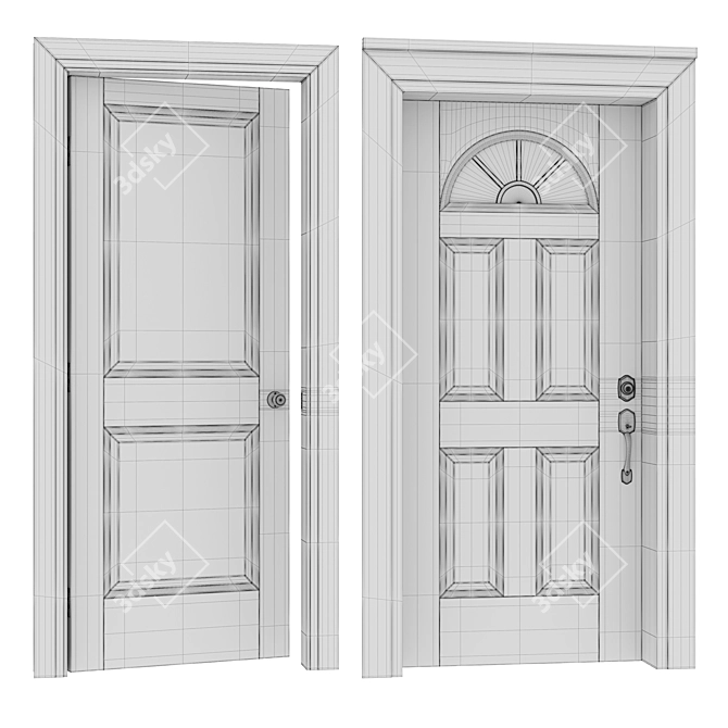 Modern Interior and Front Doors 3D model image 7