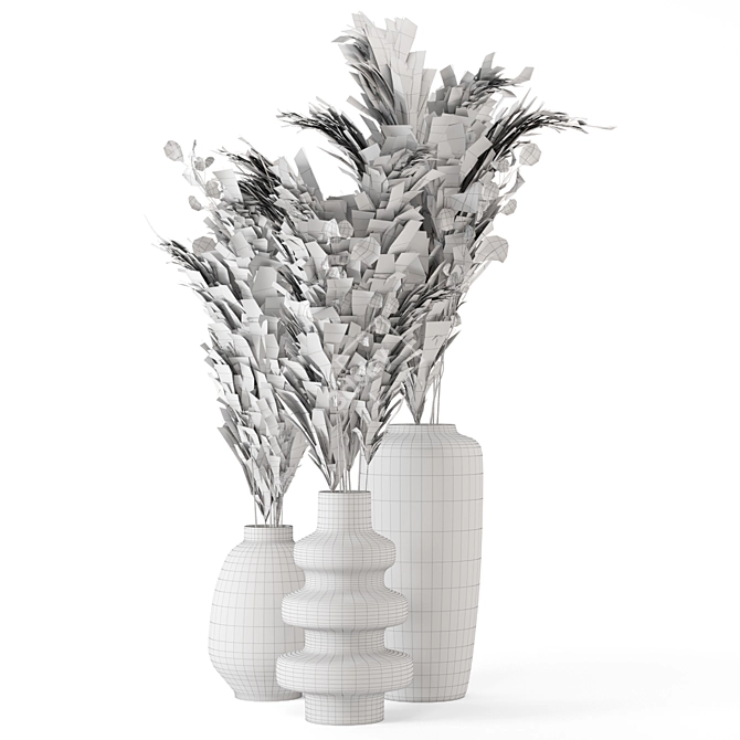 Handmade Dried Plantset in Artistic Vase 3D model image 6