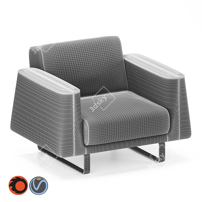 Avana 101 Armchair: Italian Style and Comfort 3D model image 2