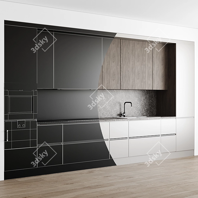 Modern Miele & Gaggenau Kitchen 3D model image 3